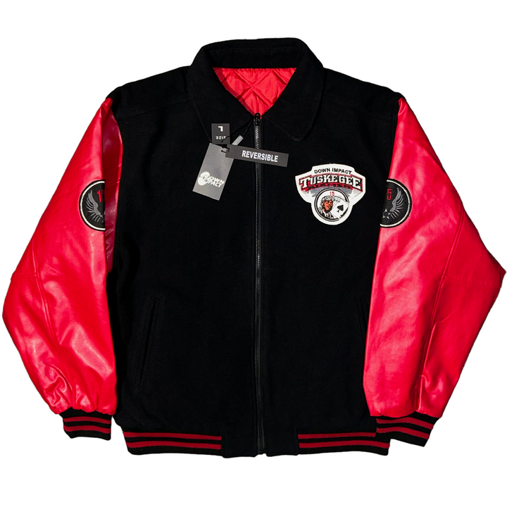 Bomber Down Impact doubleface Varsity Wool and Leather Hip-Hop Vintage XL
