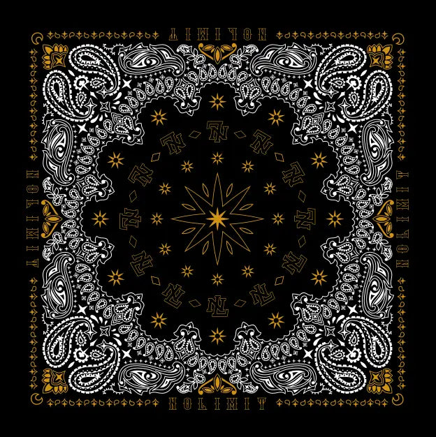 Bandana Black and Gold Pattern No Limit-NO LIMIT OG STYLES