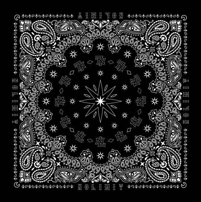 Bandana Black and White Pattern No Limit-NO LIMIT OG STYLES