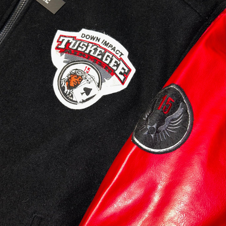 Bomber Down Impact doubleface in pelle e lana Hip-Hop Vintage (L e XL) - oldstyleclothing